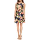 R & K Originals Sleeveless Floral Fit & Flare Dress-petites