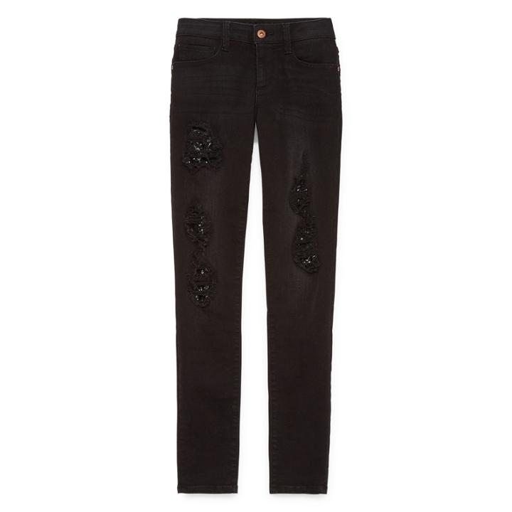 Arizona Destructed Sequin Skinny Fit Jean-juniors