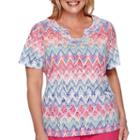 Alfred Dunner Tropical Punch Short-sleeve Zig-zag Burnout Tee - Plus