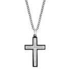 Mens 1/10 Ct. T.w. Diamond Two-tone Stainless Steel Cross Pendant Necklace