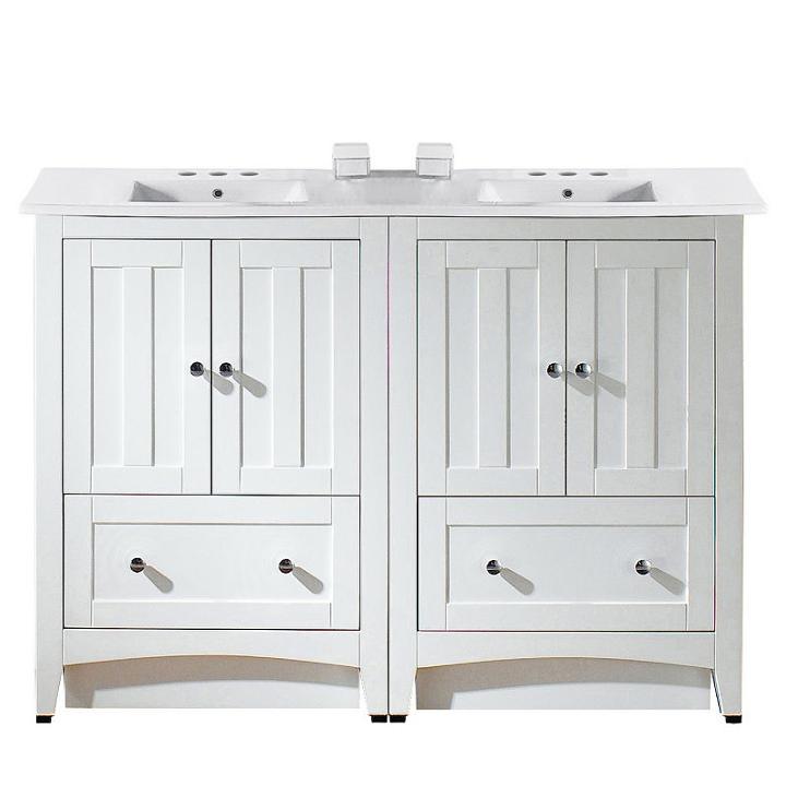 48-in. W Floor Mount White Vanity Set For 3h4-in. Drilling