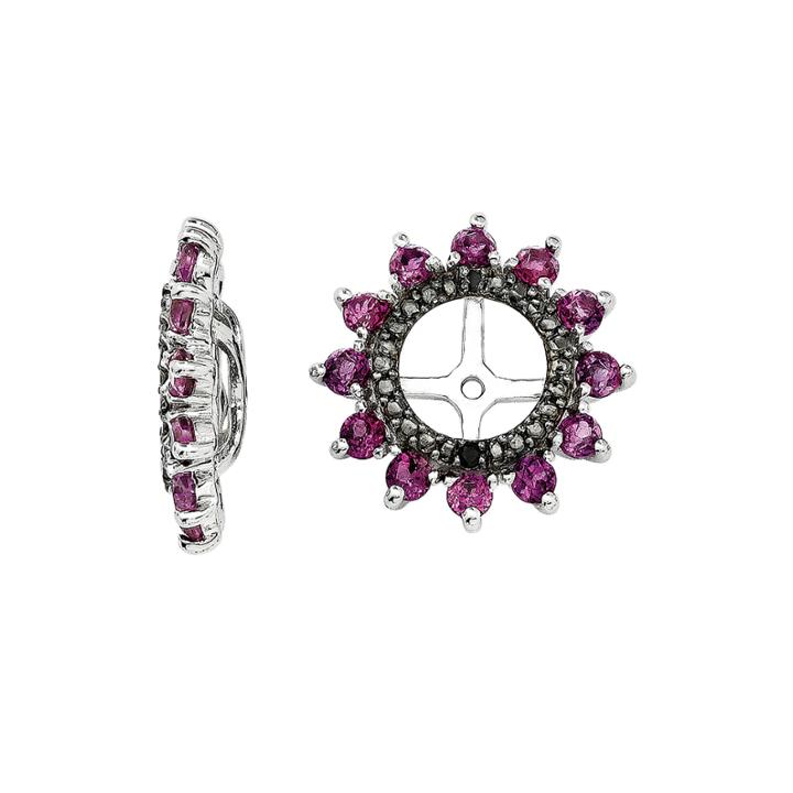 Genuine Rhodolite Garnet And Black Sapphire Sterling Silver Earring Jackets