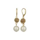 Monet Simulated Pearl Gold-tone Double Drop Earrings