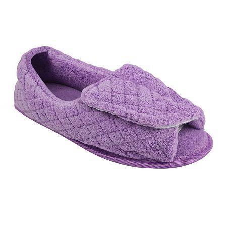 Muk Luks Adjustable Open Toe Micro Chenille Slippers