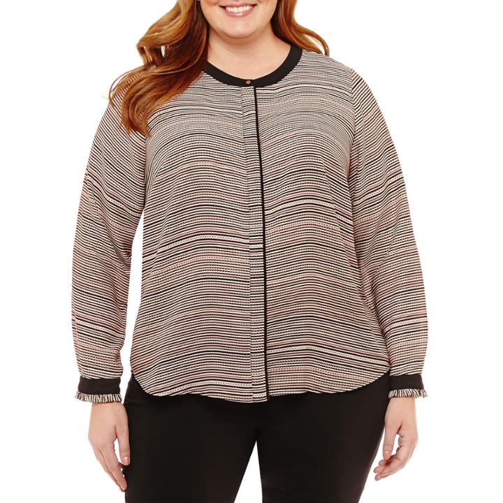 Liz Claiborne Long Sleeve Woven Blouse- Plus