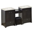84.75-in. W Floor Mount Distressed Antique Walnutvanity Set For 3h4-in. Drilling Beige Top White Umsink