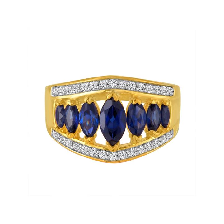 Womens Blue Sapphire Gold Over Silver Cocktail Ring