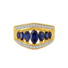 Womens Blue Sapphire Gold Over Silver Cocktail Ring