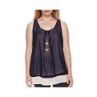 By & By Sleeveless Colorblock Necklace Top - Juniors Plus