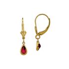Lab-created Ruby 14k Yellow Gold Pear Drop Earrings