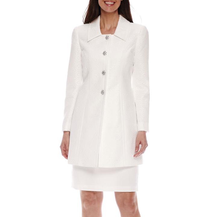 Isabella Long-sleeve 4-button Collared Long Jacket And Skirt Suit