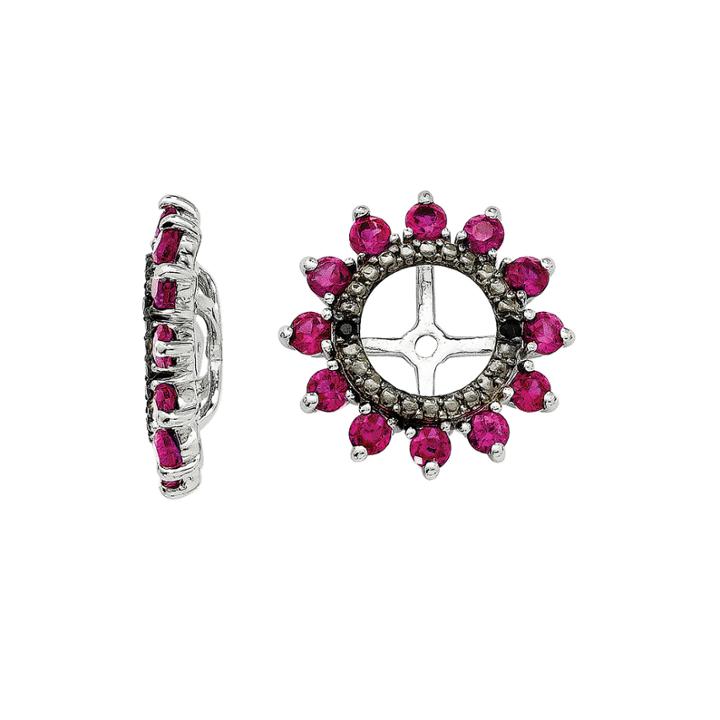 Lab-created Ruby And Black Sapphire Sterling Silver Earring Jackets