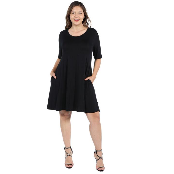 24seven Comfort Apparel Pocket Mini Dress - Plus