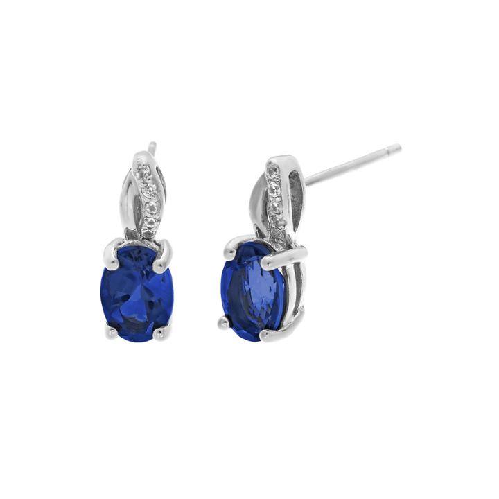1/10 Ct. T.w. Diamond And Lab-created Sapphire Sterling Silver Drop Earrings