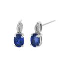 1/10 Ct. T.w. Diamond And Lab-created Sapphire Sterling Silver Drop Earrings
