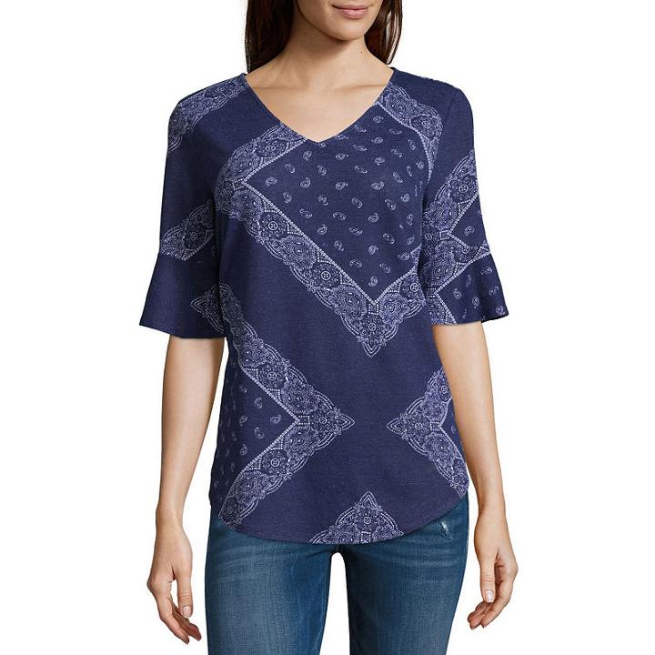 Liz Claiborne Flounce Sleeve Tee - Tall