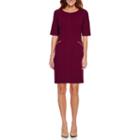 R & K Originals Elbow-sleeve Zipper-pocket Shift Dress - Petite