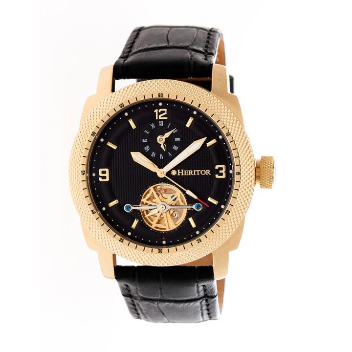 Heritor Helmsley Mens Black Strap Watch-herhr5007