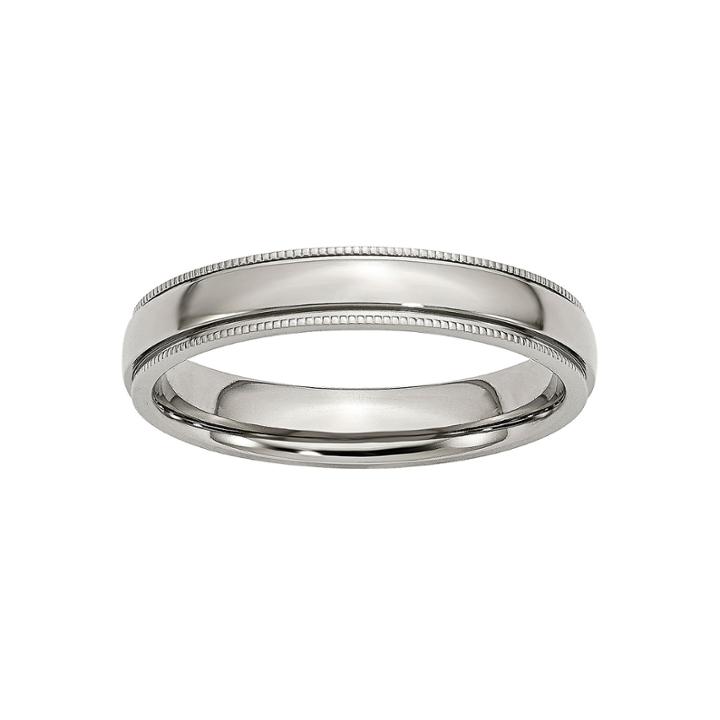 Personalized Mens 4mm Stainless Steel Wedding Band