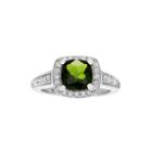 Genuine Diopside And White Topaz Sterling Silver Ring