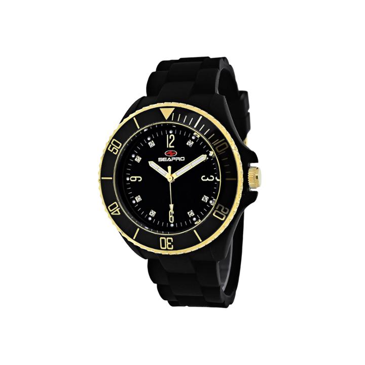 Seapro Sea Bubble Ladies Black Strap Watch