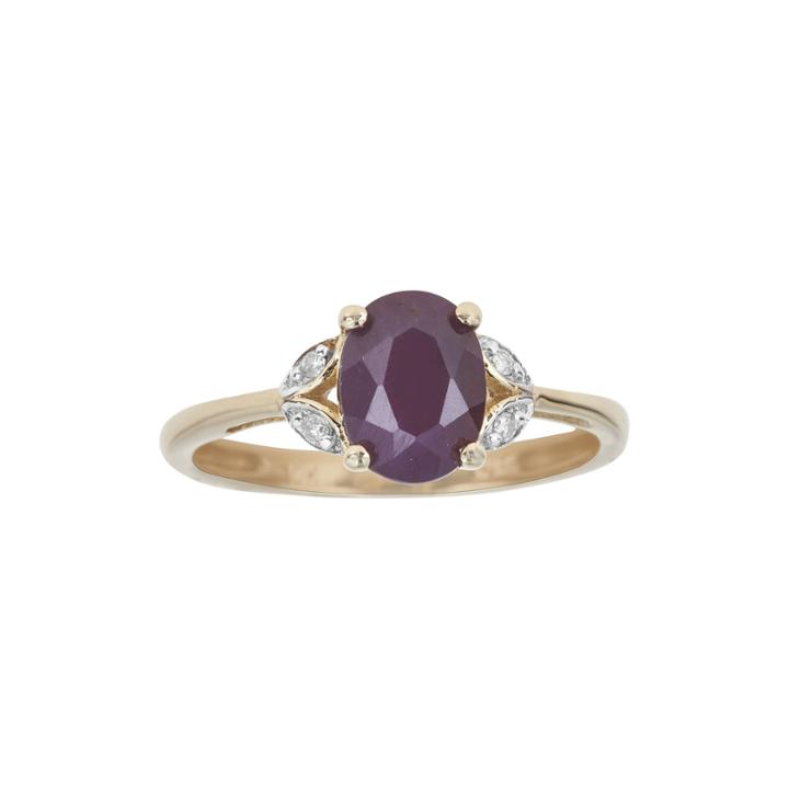 Limited Quantities Lead Glass-filled Ruby And Diamond-accent 10k Yellow Gold Ring
