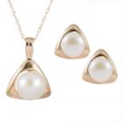 Splendid Pearls Womens 2-pack Pearl 14k Gold Jewelry Set