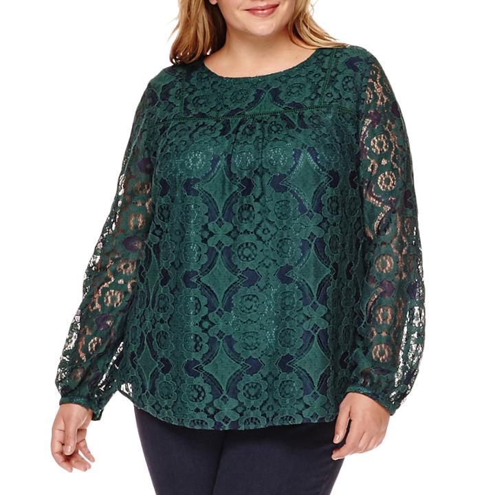 Stylus&trade; Long-sleeve Lace Blouse - Plus