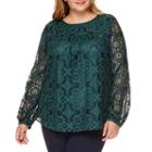 Stylus&trade; Long-sleeve Lace Blouse - Plus