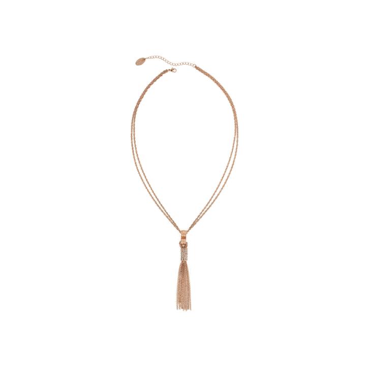 Nicole By Nicole Miller Crystal Rose Gold-tone Tassel Necklace