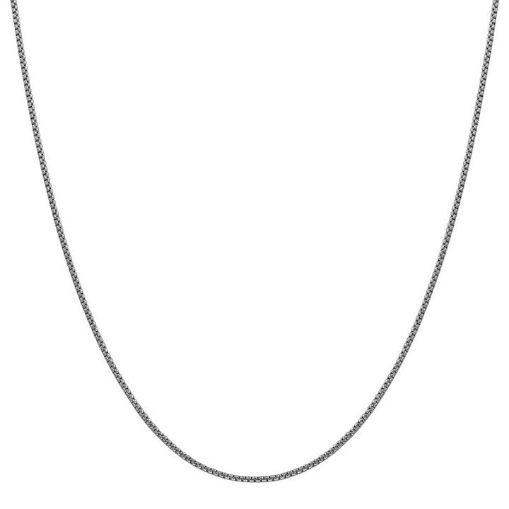14k White Gold Hollow Box 16 Inch Chain Necklace