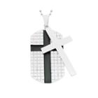 Mens Stainless Steel Dog Tag And Moveable Cross Pendant