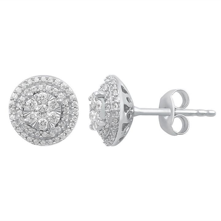 Diamond Blossom 1/2 Ct. T.w. Genuine White Diamond 9.6mm Stud Earrings