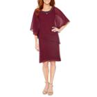 Maya Brooke Short Sleeve Beaded Sheath Dress