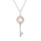 Womens 1/10 Ct. T.w. Genuine White Diamond 14k Rose Gold Over Silver Sterling Silver Heart Pendant Necklace