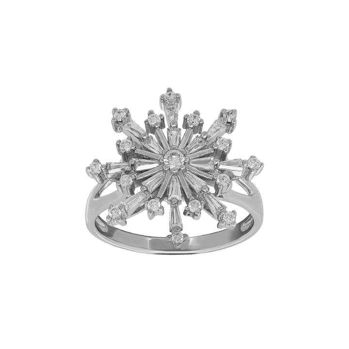 Womens Lab Created White Cubic Zirconia Sterling Silver Cocktail Ring