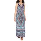 Studio 1 Sleeveless Geo Linear Maxi Dress-petites