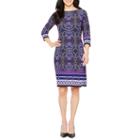 London Times 3/4 Sleeve Paisley Shift Dress