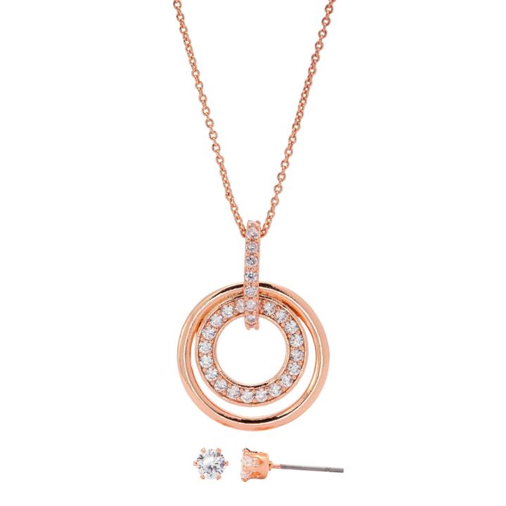 Sparkle Allure Womens 2-pc. Clear Brass Jewelry Set