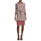 Liz Claiborne 3/4 Sleeve Geometric Shift Dress
