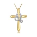 Hallmark Diamonds 1/10 Ct. T.w. Diamond Two-tone Cross Pendant Necklace
