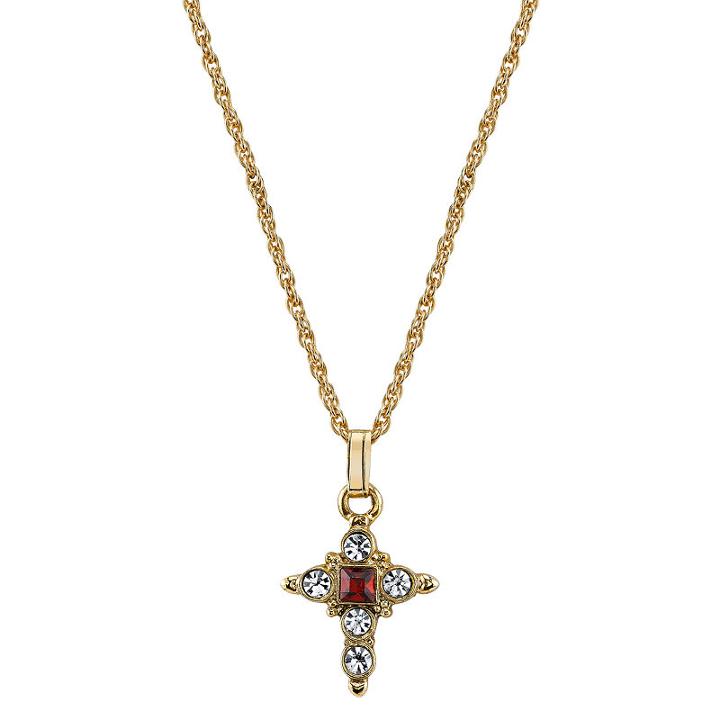 1928 Symbols Of Faith Religious Jewelry Womens Red Cross Pendant Necklace