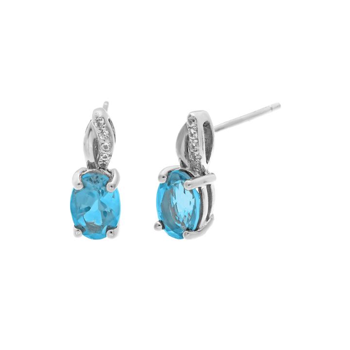 1/10 Ct. T.w. Diamond And Genuine Topaz Sterling Silver Drop Earrings