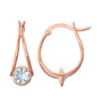 Lab-created Aquamarine 14k Rose Gold Over Silver Hoop Earrings
