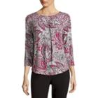 Liz Claiborne 3/4-sleeve Pleated Top