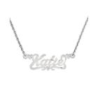 Personalized 12x36mm Satin Diamond-cut Name Necklace