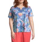 Alfred Dunner Sun City Floral Lace Tee- Plus