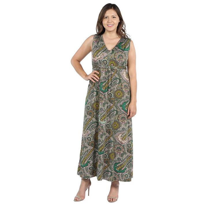 24seven Comfort Apparel Zooey Empire Waist Maxi Dress - Plus