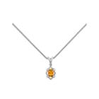 Womens Diamond Accent Citrine Sterling Silver Pendant Necklace