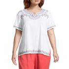 Alfred Dunner Sun City Ethnic Embroidered Tee- Plus